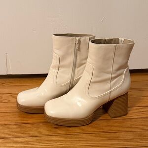 BP Platform Cream/White Ankle Boots